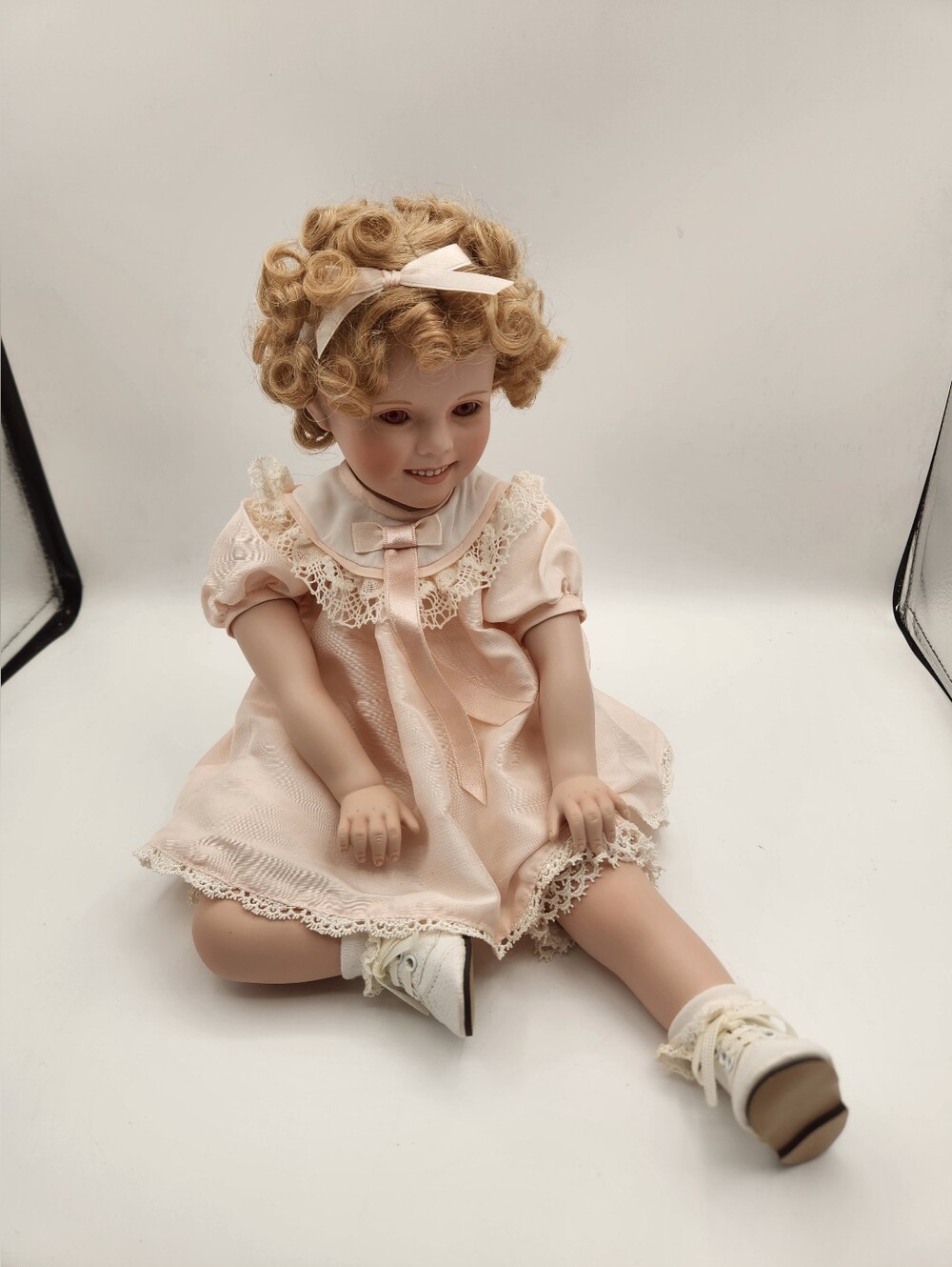 Danbury Mint Classic Porcelain Shirley Temple Doll Light Pink Dress 1996